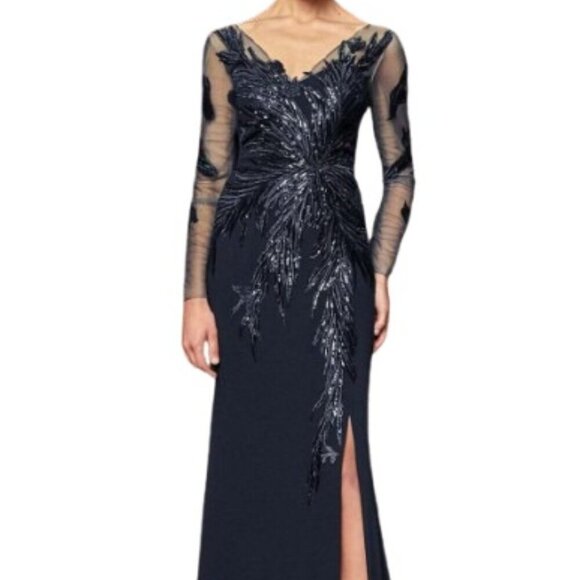 NWT Alexander by Daymor 960 Crepe Formal Gown Midnite Size 14